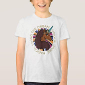 Afro Eenhoorn Living the Dream Design Tri-Blend Shirt (Voorkant)