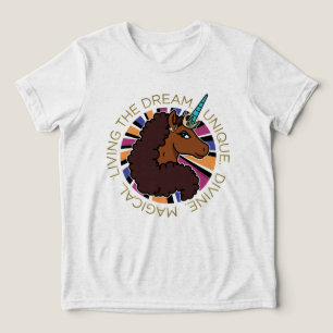 Afro Eenhoorn Living the Dream Design Tri-Blend Shirt