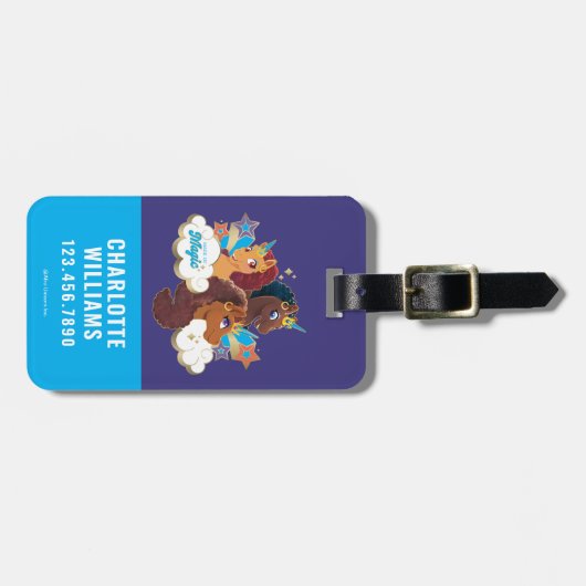 Afro Eenhoorn "Made of Magic" Trio Design Bagagelabel (Voorkant horizontaal)