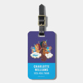 Afro Eenhoorn "Made of Magic" Trio Design Bagagelabel (Voorkant verticaal)