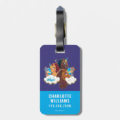 Afro Eenhoorn "Made of Magic" Trio Design Bagagelabel (Achterkant verticaal)