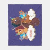 Afro Eenhoorn "Made of Magic" Trio Design Fleece Deken (Voorkant)