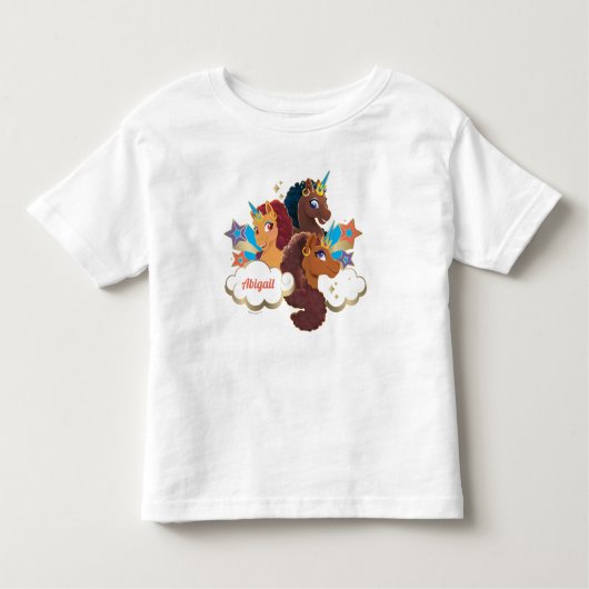 Afro Eenhoorn "Made of Magic" Trio Design Kinder Shirts (Voorkant)
