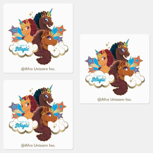 Afro Eenhoorn "Made of Magic" Trio Design Labels (Groep)