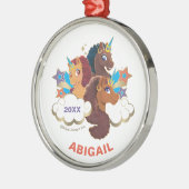 Afro Eenhoorn "Made of Magic" Trio Design Metalen Ornament (Links)