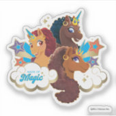 Afro Eenhoorn "Made of Magic" Trio Design Sticker (Voorkant)