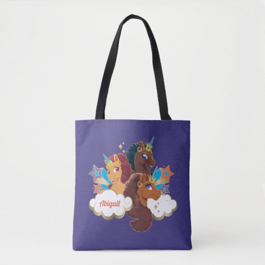 Afro Eenhoorn "Made of Magic" Trio Design Tote Bag (Voorkant)
