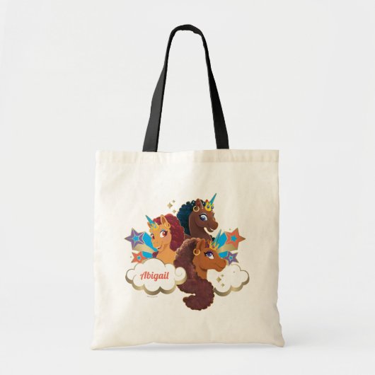 Afro Eenhoorn "Made of Magic" Trio Design Tote Bag (Voorkant)