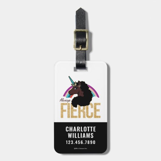 afro-eenhoorn | Magisch - altijd fel Bagagelabel (Voorkant verticaal)