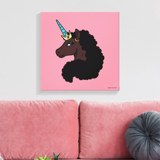 afro-eenhoorn | magisch canvas afdruk (Insitu (Woonkamer))