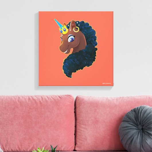 afro-eenhoorn | magisch canvas afdruk (Insitu (Woonkamer))