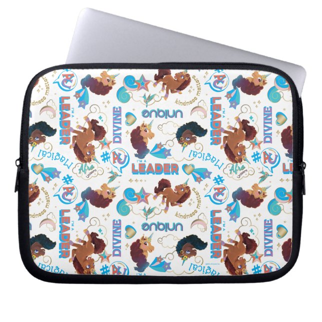 Afro Eenhoorn Magisch Empowering Patroon Laptop Sleeve (Voorkant)