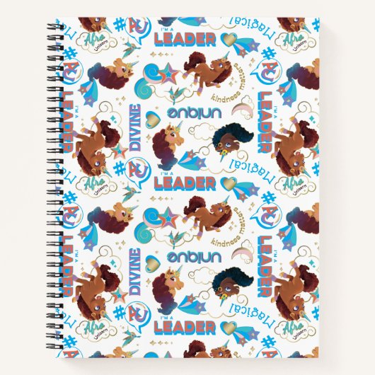 Afro Eenhoorn Magisch Empowering Patroon Notitieboek (Voorkant)