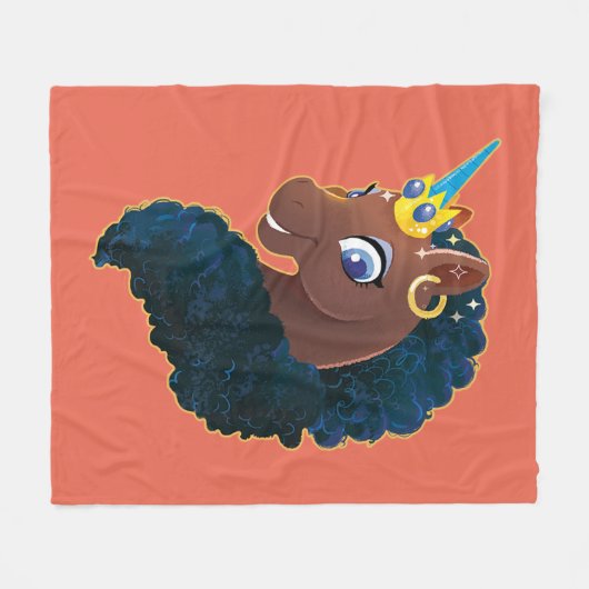 afro-eenhoorn | magisch fleece deken (Voorkant (Horizontaal))