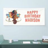 Afro Eenhoorn Magisch Meisje Verjaardag Spandoek (Beurs)