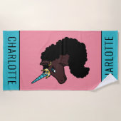 afro-eenhoorn | magisch strandlaken (Voorkant)