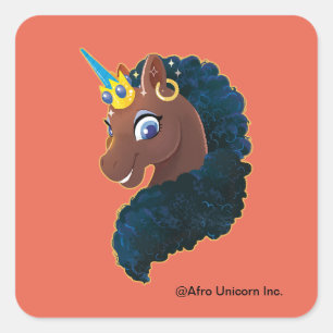 afro-eenhoorn   magisch vierkante sticker