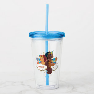 afro-eenhoorn Magische meisjes verjaardag Acryl Drinkbeker