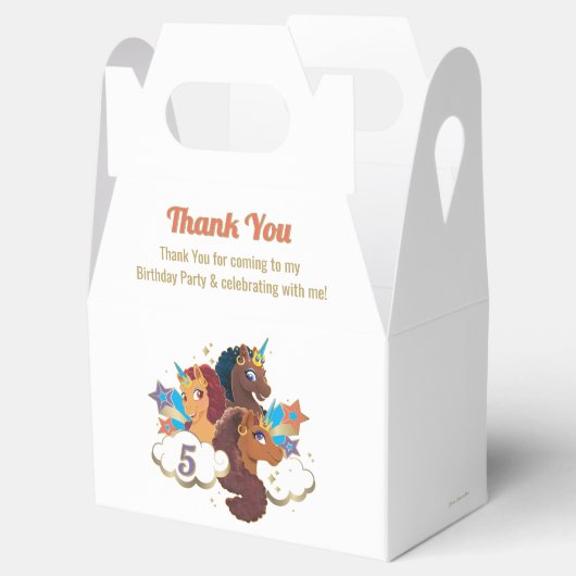 Afro Eenhoorn Magische Meisjes Verjaardag Bedankt Bedankdoosjes (Geopend)