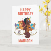 afro-eenhoorn | Magische meisjes verjaardag Kaart (Gele Bloem)