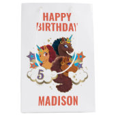 afro-eenhoorn | Magische meisjes verjaardag Medium Cadeauzakje (Voorkant)