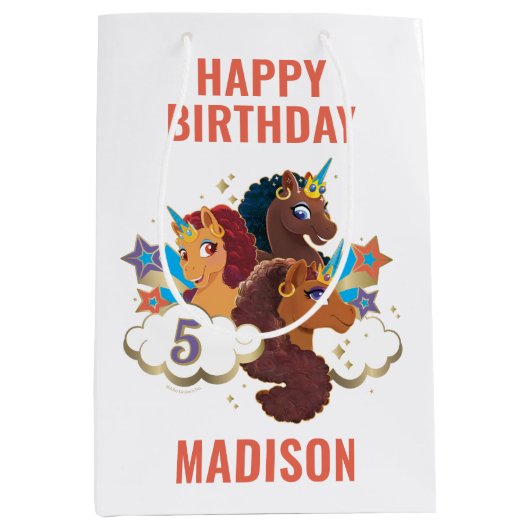 afro-eenhoorn | Magische meisjes verjaardag Medium Cadeauzakje (Voorkant)