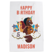 afro-eenhoorn | Magische meisjes verjaardag Medium Cadeauzakje (Achterkant)