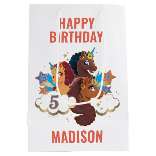 afro-eenhoorn | Magische meisjes verjaardag Medium Cadeauzakje (Achterkant)