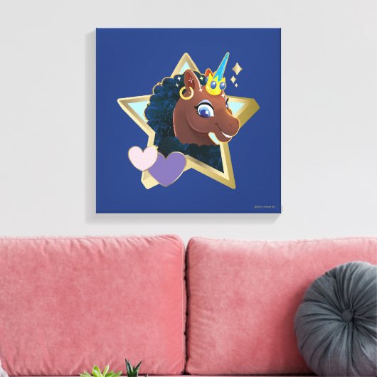 Afro Eenhoorn magische ster Canvas Afdruk (Insitu (Woonkamer))