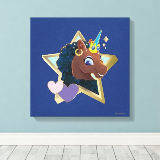 Afro Eenhoorn magische ster Canvas Afdruk (Insitu (Houten vloer))