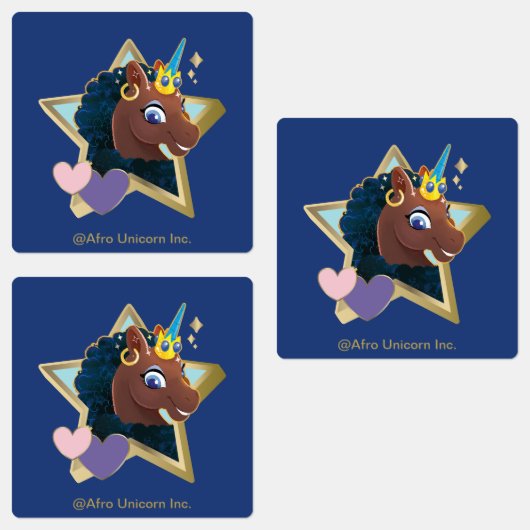 Afro Eenhoorn magische ster Labels (Groep)