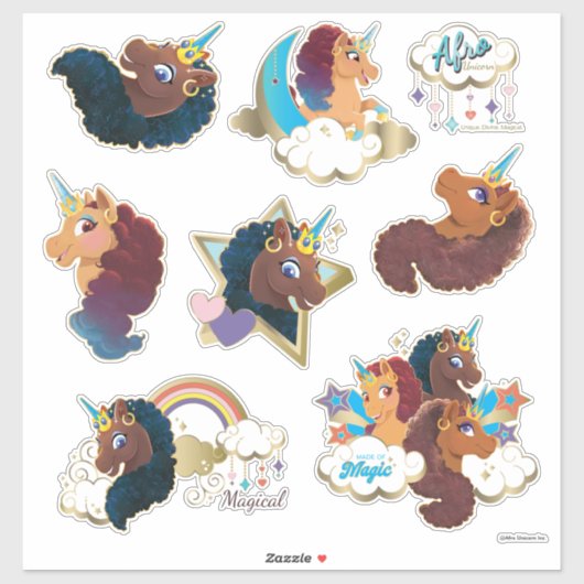 Afro Eenhoorn Magische Sticker Set (Vel)