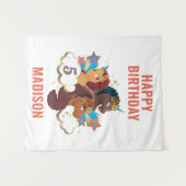 Afro Eenhoorn Meisjes magische verjaardag Wandkleed (Voorkant (horizontaal))