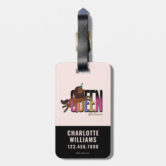 Afro Eenhoorn Queen Design Bagagelabel (Achterkant verticaal)