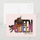 Afro Eenhoorn Queen Design Briefkaart (Voorkant / Achterkant)