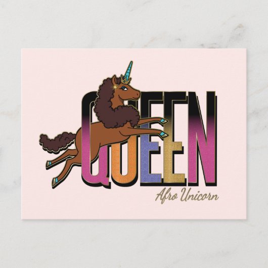 Afro Eenhoorn Queen Design Briefkaart (Voorkant)