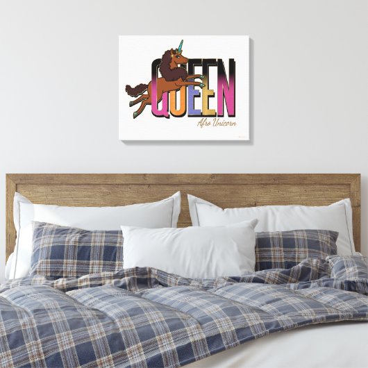 Afro Eenhoorn Queen Design Canvas Afdruk (Insitu (Slaapkamer))