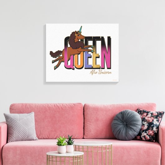 Afro Eenhoorn Queen Design Canvas Afdruk (Insitu (Woonkamer))