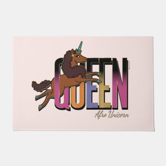 Afro Eenhoorn Queen Design Deurmat (Voorkant)