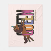 Afro Eenhoorn Queen Design Fleece Deken (Voorkant)