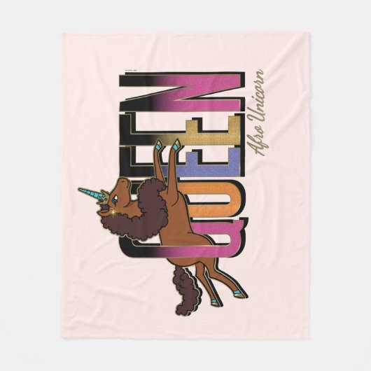 Afro Eenhoorn Queen Design Fleece Deken (Voorkant)