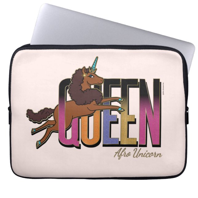 Afro Eenhoorn Queen Design Laptop Sleeve (Voorkant)