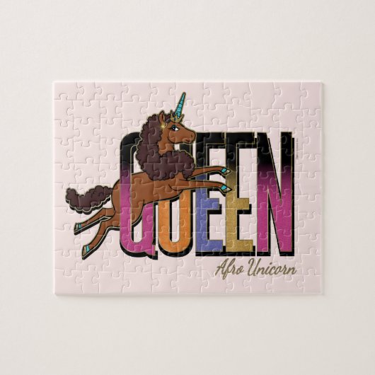 Afro Eenhoorn Queen Design Legpuzzel (Horizontaal)