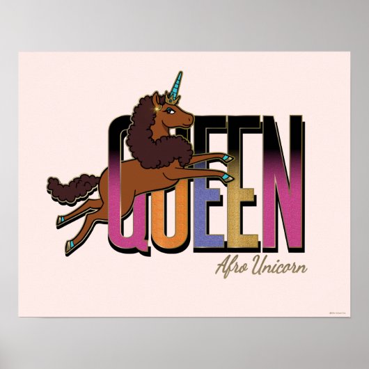Afro Eenhoorn Queen Design Poster (Voorkant)