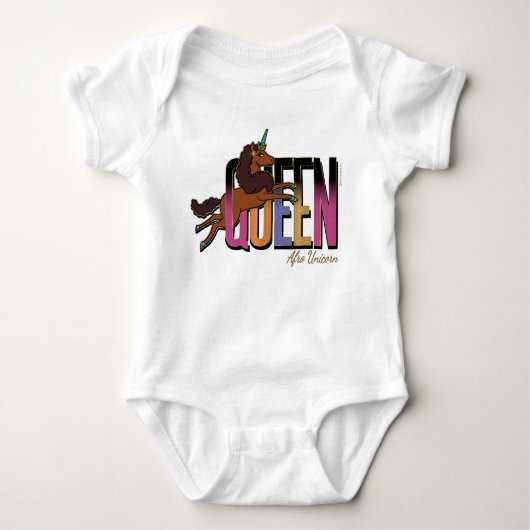 Afro Eenhoorn Queen Design Romper (Voorkant)