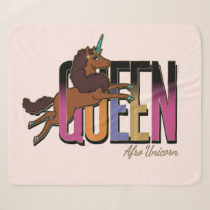 Afro Eenhoorn Queen Design Sherpa Deken