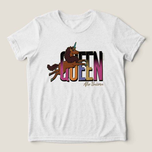 Afro Eenhoorn Queen Design Tri-Blend Shirt (Design voorkant)