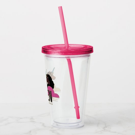 Afro Eenhoorn Queen Trio Design Acryl Drinkbeker (Links)