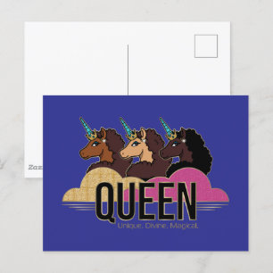 Afro Eenhoorn Queen Trio Design Briefkaart