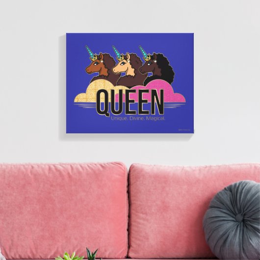 Afro Eenhoorn Queen Trio Design Canvas Afdruk (Insitu (Woonkamer))